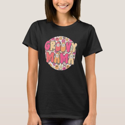 Groovy Mama Hippie Retro Daisy Flower Smile Face H T_Shirt