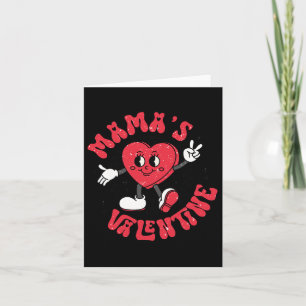 Groovy Mama Is My Valentine Cute Heart Boy Mom Gir Card