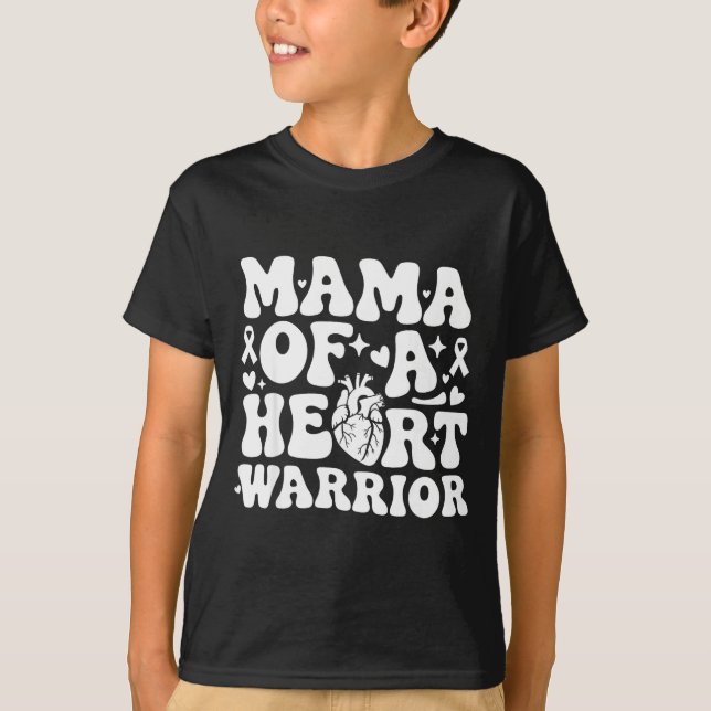 Groovy Mama Of A Heart Warrior Chd Awareness Heart T-Shirt (Front)