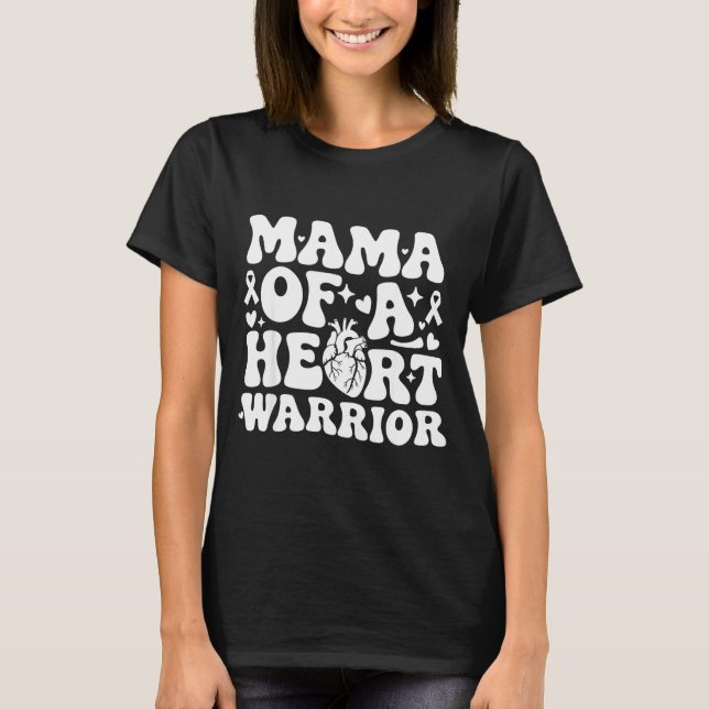 Groovy Mama Of A Heart Warrior Chd Awareness Heart T-Shirt (Front)