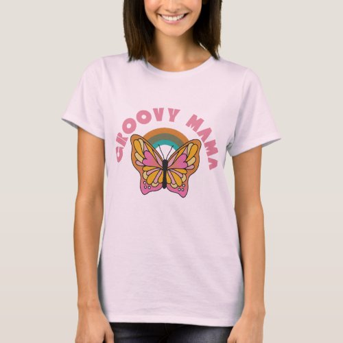 Groovy mama retro butterfly design T_Shirt