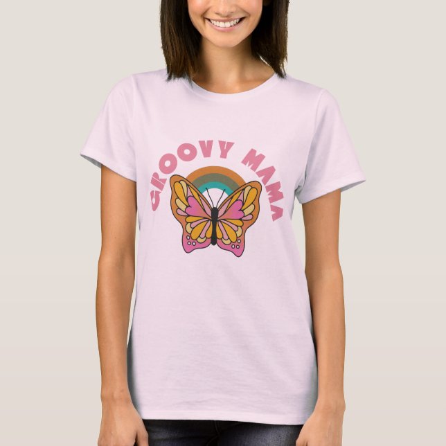 Groovy mama retro butterfly design T-Shirt (Front)