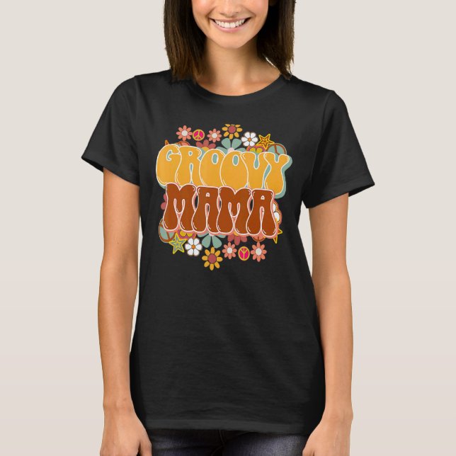 Groovy Mama Retro Daisy Hippie Positive Mind Mom L T-Shirt (Front)
