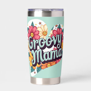 Groovy Mama Retro Floral 70s Aesthetic Design Insulated Tumbler