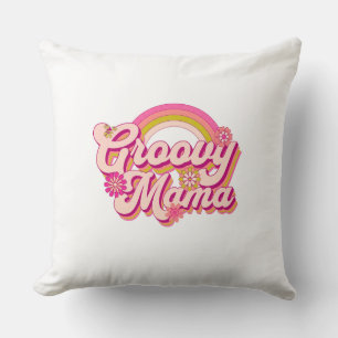 Groovy Mama Retro Floral 70s Aesthetic Throw Pillo Pillow