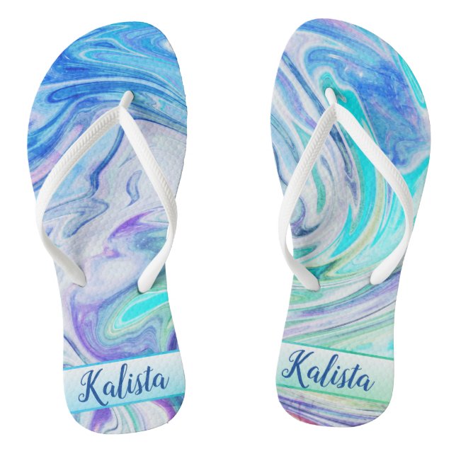 Groovy Marble Swirl Flip Flops (Footbed)