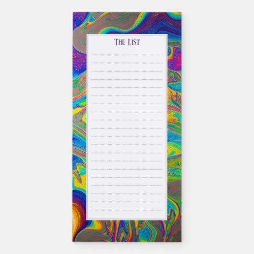 Groovy Marbled poured paint  Magnetic Notepad