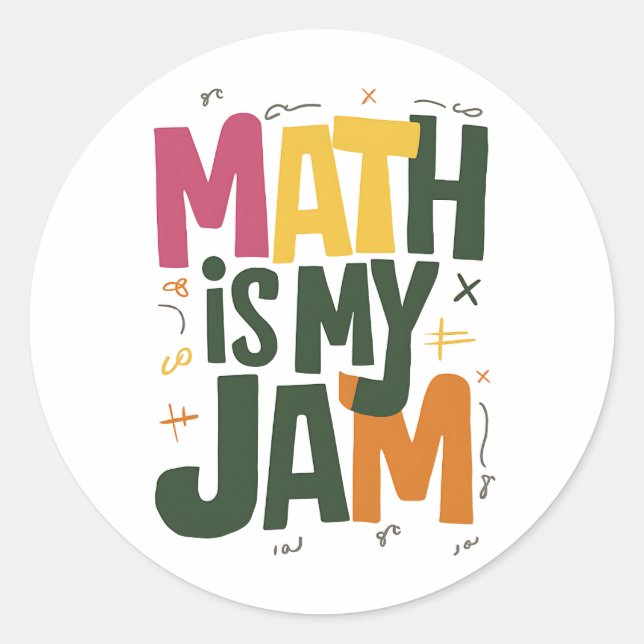 Groovy Math is My Jam First Day Back To School  Classic Round Sticker (Front)
