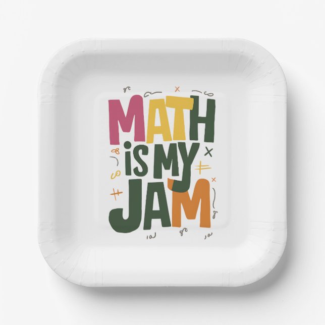 Groovy Math is My Jam First Day Back To School  Paper Plates (Front)