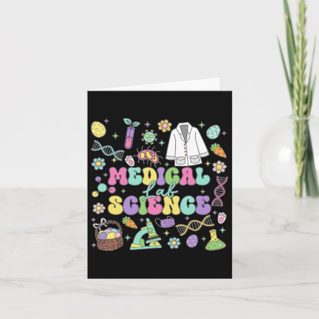 Groovy Medical Lab Science Easter Day Laboratory T Card (Front)