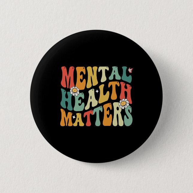 Groovy Mental Health Matters Human Brain Illness A Button (Front)