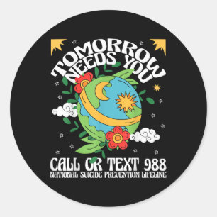 Groovy Mental Health S Be Kind Self Care Retro Tom Classic Round Sticker