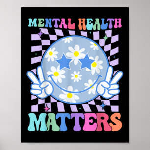Groovy Mental Health S Flower Autism Smile Face Poster