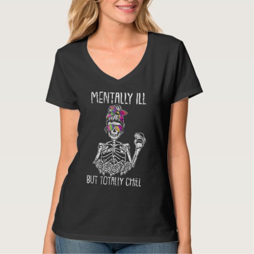 Groovy Mentally Ill But Totally Chill Halloween Sk T_Shirt