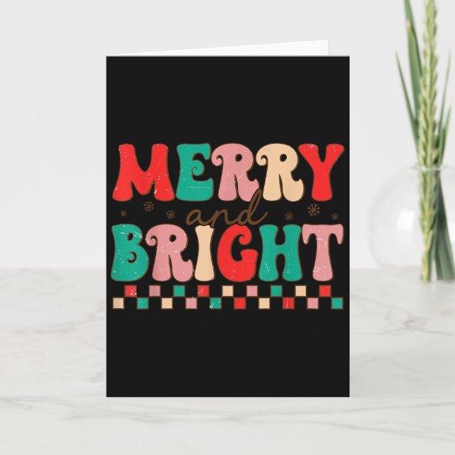 Groovy Merry And Bright Christmas Matching Family  Card (Front)