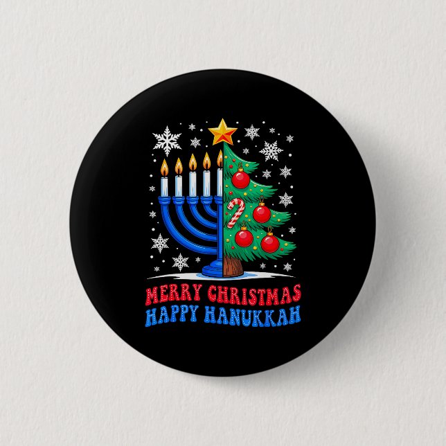 Groovy Merry Chrismukkah Happy Christmas Hanukkah  Button (Front)