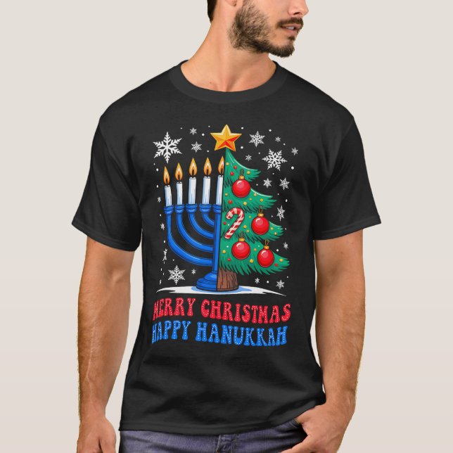 Groovy Merry Chrismukkah Happy Christmas Hanukkah T-Shirt (Front)