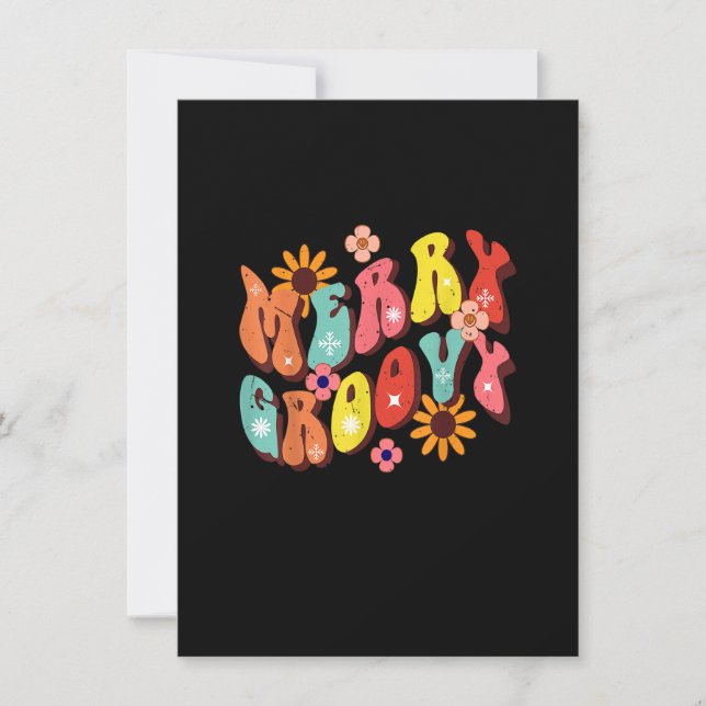 Groovy Merry Christmas Hippie Tis The Season Xmas  Invitation (Front)