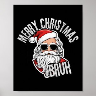 Groovy Merry Christmas Santa Bruh Checkered Retro  Poster
