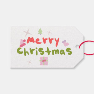 Groovy Merry Christmas Tree Bubble Letters Gift Tags
