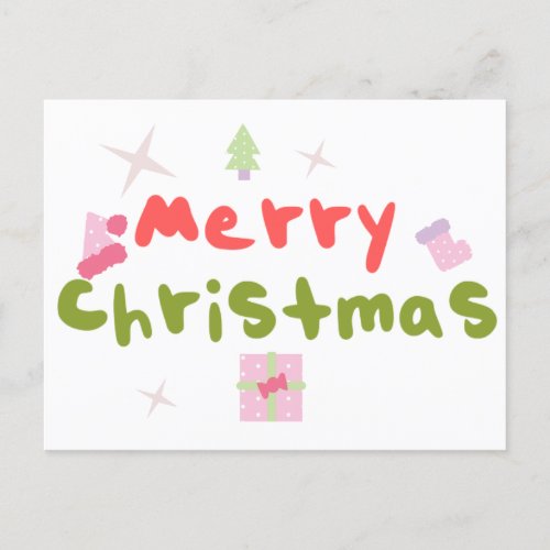 Groovy Merry Christmas Tree Bubble Letters     Postcard
