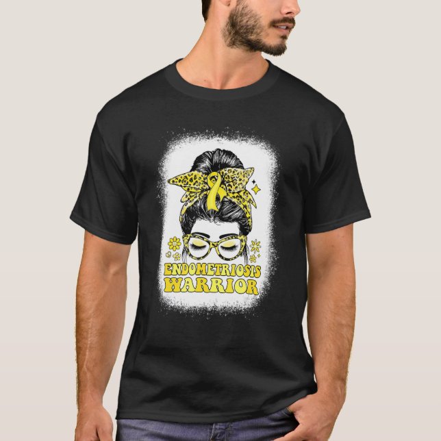 Groovy Messy Bun Women Yellow Ribbon Endometriosis T-Shirt (Front)
