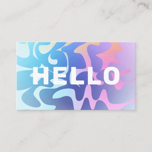 Groovy Metallic Squiggles Pastel Pink Blue Unique Business Card (Front)