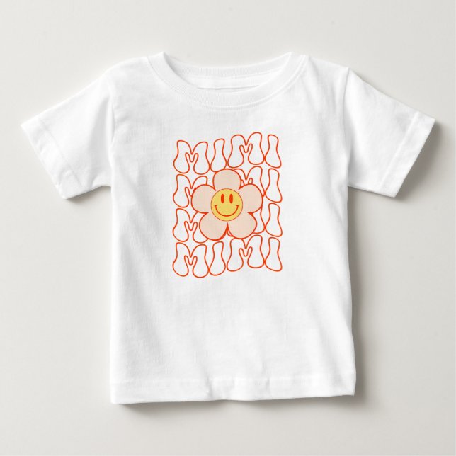 Groovy Mimi Happy Face Smile Cute Daisy Flower Gra Baby T-Shirt (Front)