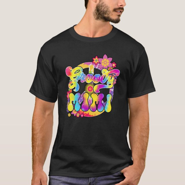 Groovy Mimi Matching Family Baby Shower Hippie Tie T-Shirt (Front)