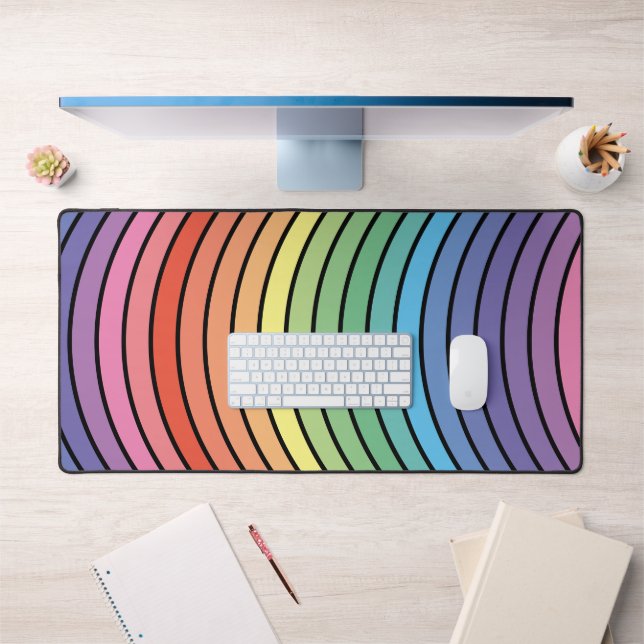Groovy Mod Colorful Funky Retro Abstract Rainbow Desk Mat (Office 1)
