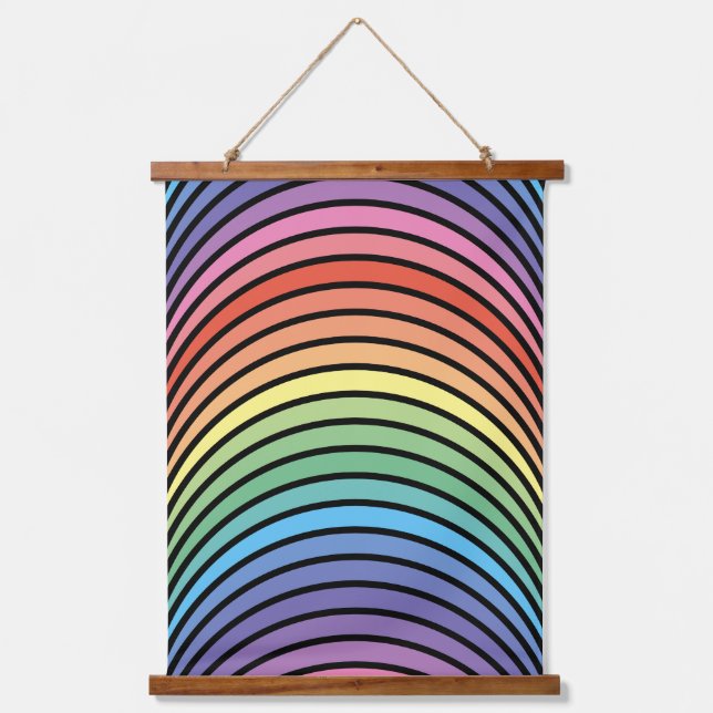 Groovy Mod Colorful Funky Retro Abstract Rainbow Hanging Tapestry (Front)
