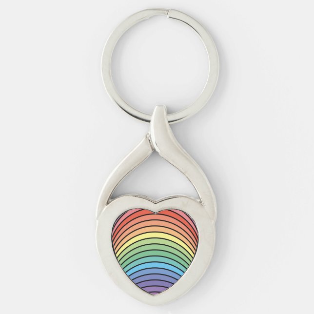 Groovy Mod Colorful Funky Retro Abstract Rainbow Keychain (Front)