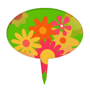 groovy mod floral cake topper