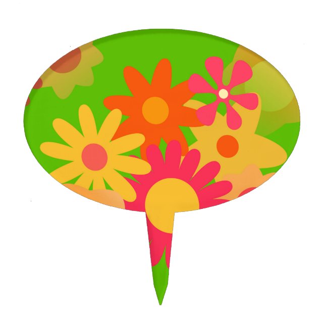 groovy mod floral cake topper (Front)