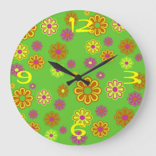 Groovy Mod Pop 70's Flower Power Clock
