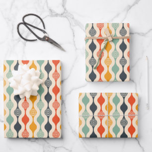 Groovy Mod Stripe Pattern Wrapping Paper Sheets