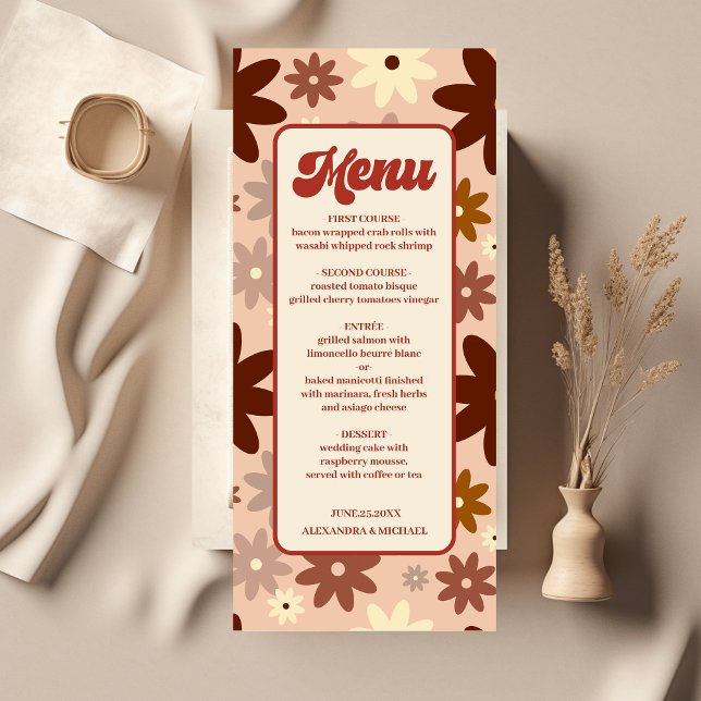 Groovy Modern Groovy Retro 70s Floral Wedding Menu (Creator Uploaded)