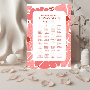 Groovy modern pink daisy wedding foam board