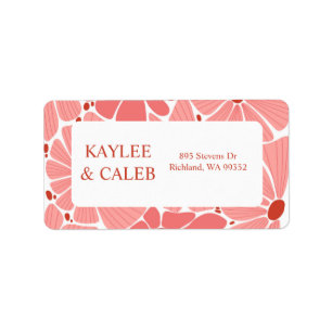 Groovy modern pink daisy wedding invitation label