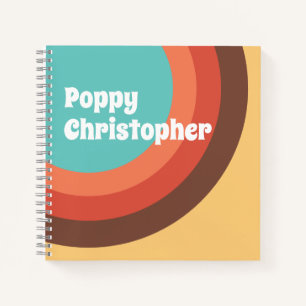 Groovy Modern Retro Bold Curves Personalized Notebook