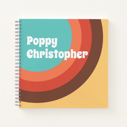 Groovy Modern Retro Bold Curves Personalized Notebook