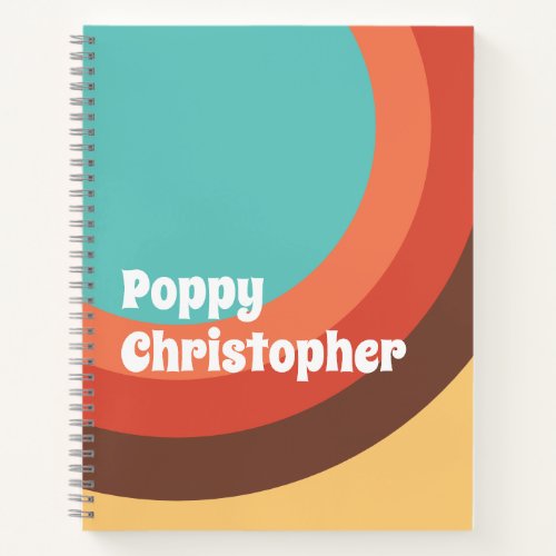 Groovy Modern Retro Bold Curves Personalized Notebook