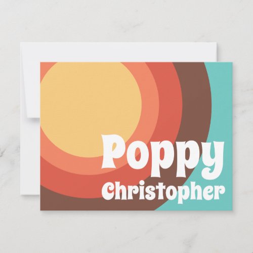 Groovy Modern Retro Colorful Curves Bold Friendly Note Card