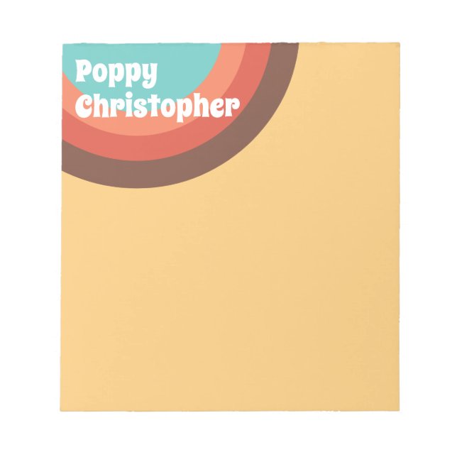 Groovy Modern Retro Colorful Curves Personalized Notepad (Front)