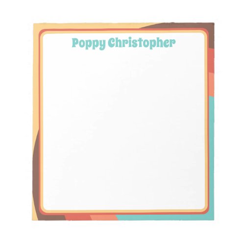 Groovy Modern Retro Colorful Curves Personalized Notepad