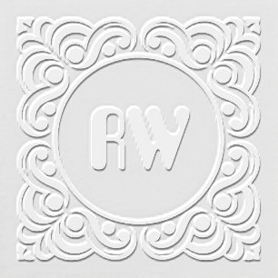 Groovy Modern Wave Monogram Initials Embosser