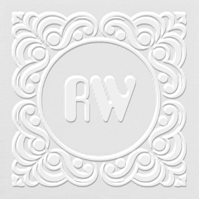 Groovy Modern Wave Monogram Initials Embosser (Design)