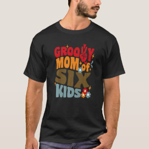 Groovy Mom Of Six Kids Retro Wavy 70s Vintage Moth T-Shirt