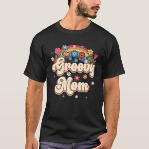 Groovy Mom Retro Hippie Peace Sign Floral Mothers  T-Shirt