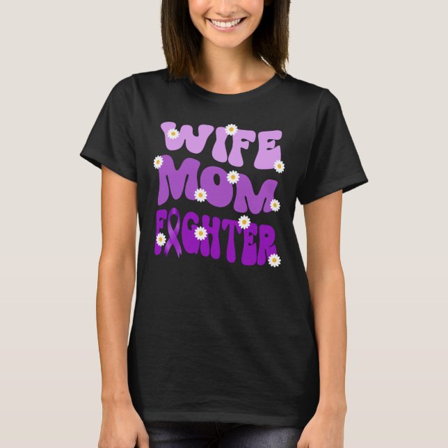 groovy mom wife fighter fibromyalgia FM awareness  T-Shirt (Front)